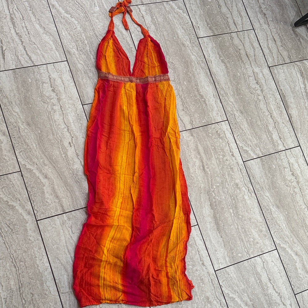 Vibrant Halter Maxi Dress